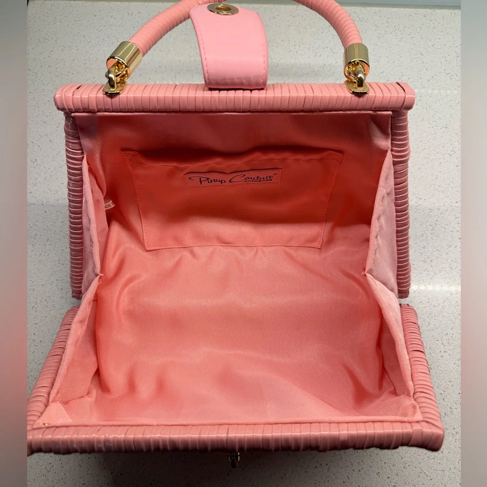 Pinup Girl Clothing Wicker Purse Pink - Picture 5 of 6